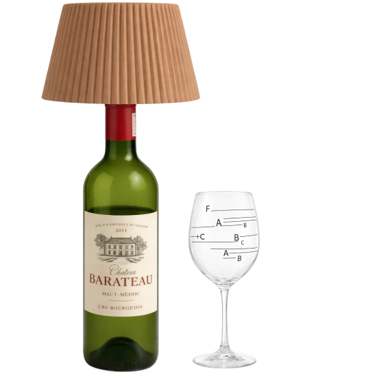 Cúpula de luminária e taças